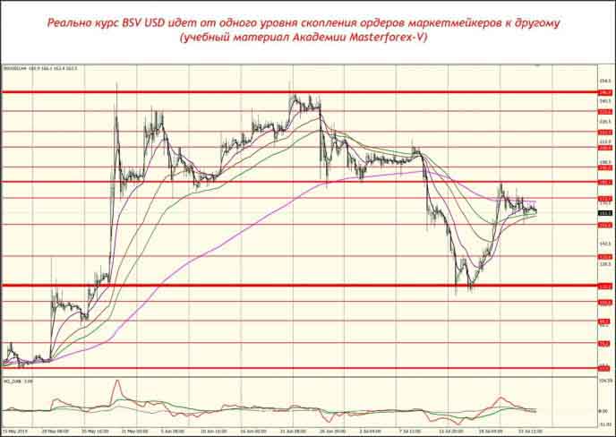 Уровни маркетмейкеров по паре BSV USD