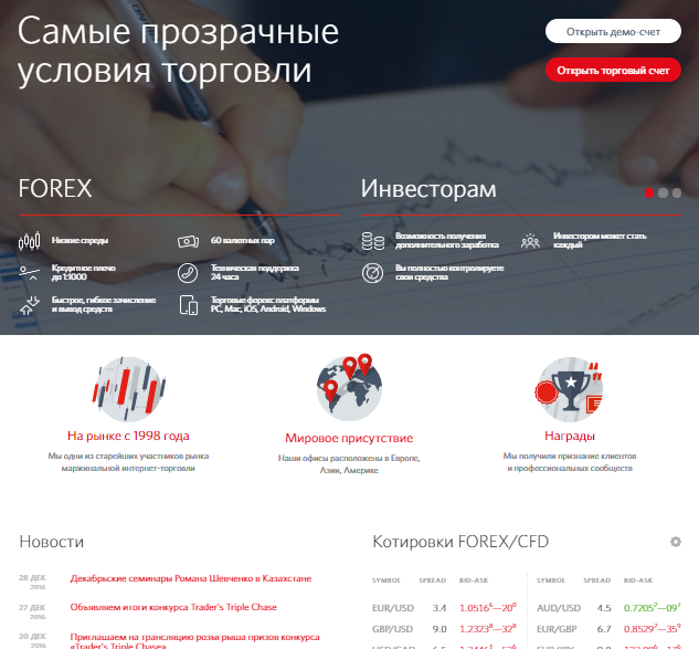 Окно регистрации торгового счета компании FIBO Group