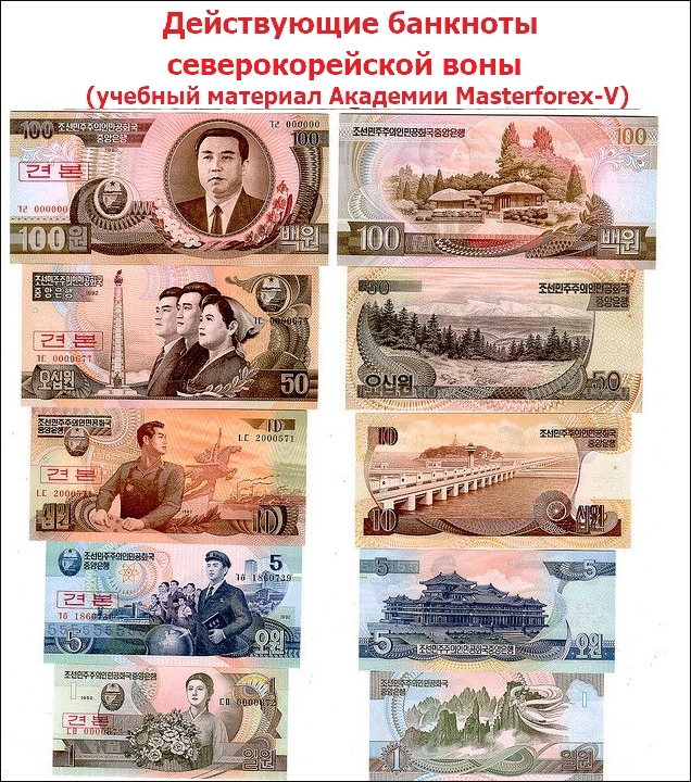 Действующие банкноты северокорейской воны