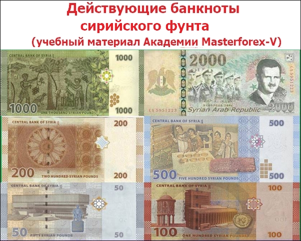 Действующие банкноты сирийского фунта