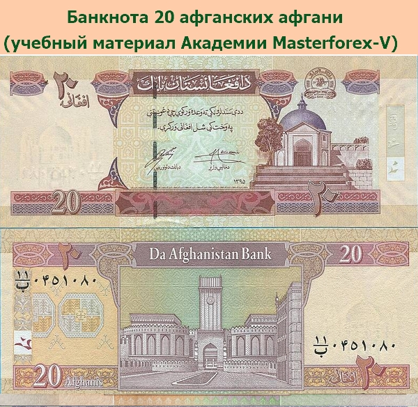 Банкнота в 20 афганских афгани Банкнота в 20 афганских афгани