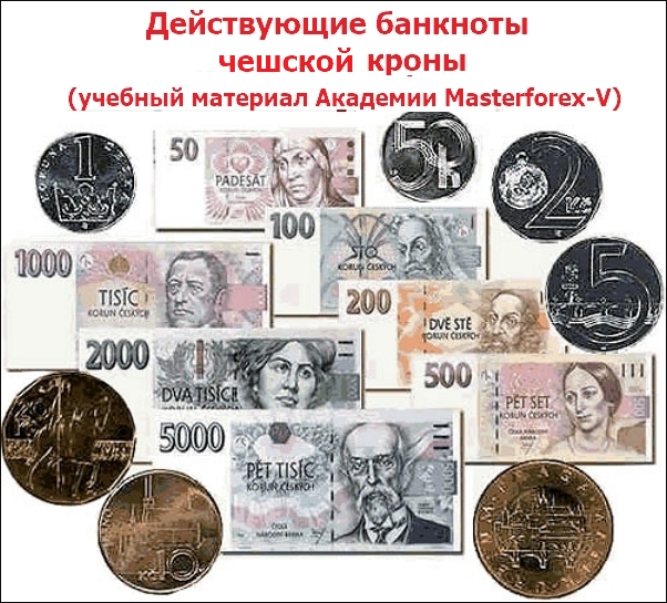 Действующие банкноты чешской кроны