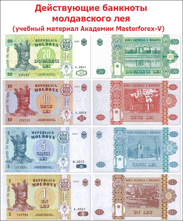 Действующие банкноты молдавского лея