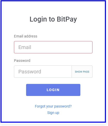 Регистраци на сайте Bitpay