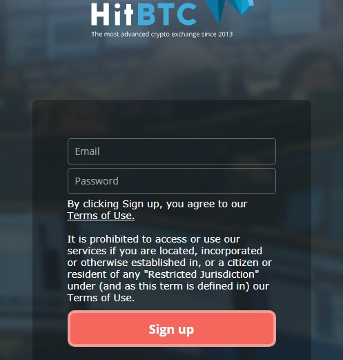 Регистрация на бирже HitBTC Регистрация на бирже HitBTC