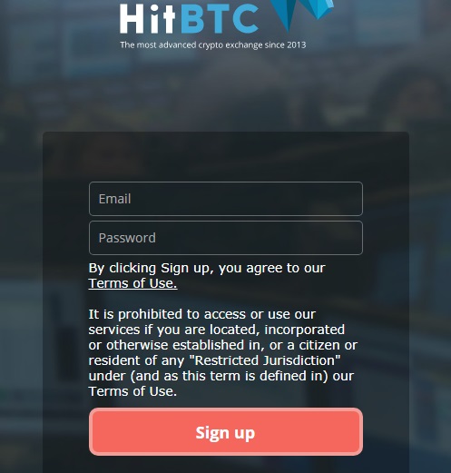 Регистрация на бирже HitBTC