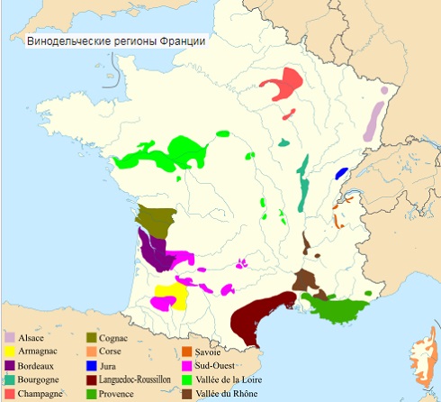 Основные винодельческие районы Франции