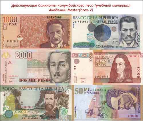 Банкноты колумбийского песо