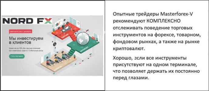 Опытные трейдеры Masterforex-V рекомендуют КОМПЛЕКСНО отслеживать поведение торговых инструментов на форексе, товарном, фондовом рынках, а также на рынке криптовалют.