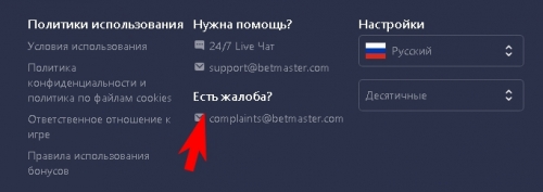 Служба поддержки клиентов Betmaster