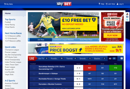 Акции и специальные предложения букмекера Sky Bet Акции и специальные предложения букмекера Sky Bet