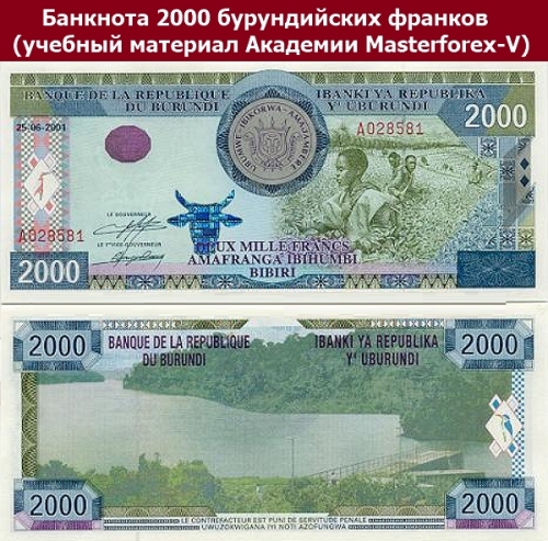 Купюра в 2000 бурундийских франков