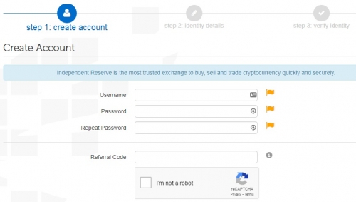 Регистрация на криптобирже Independent Reserve