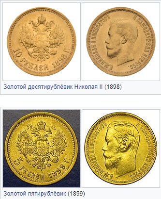 Золотые рубли царской России